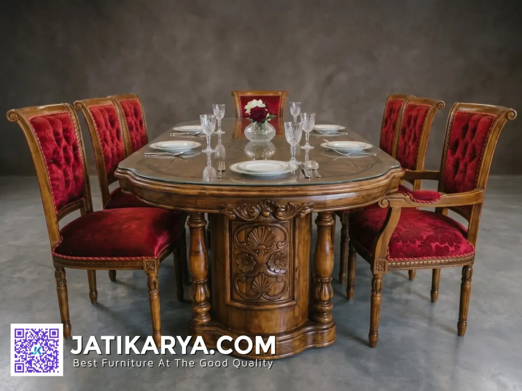 Set Meja Makan Salina Gendong Kayu Jati Jepara