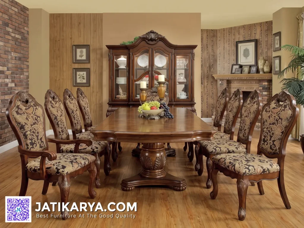 Dining Set Meja Makan Jati Deborah Victorian Ukiran Mewah