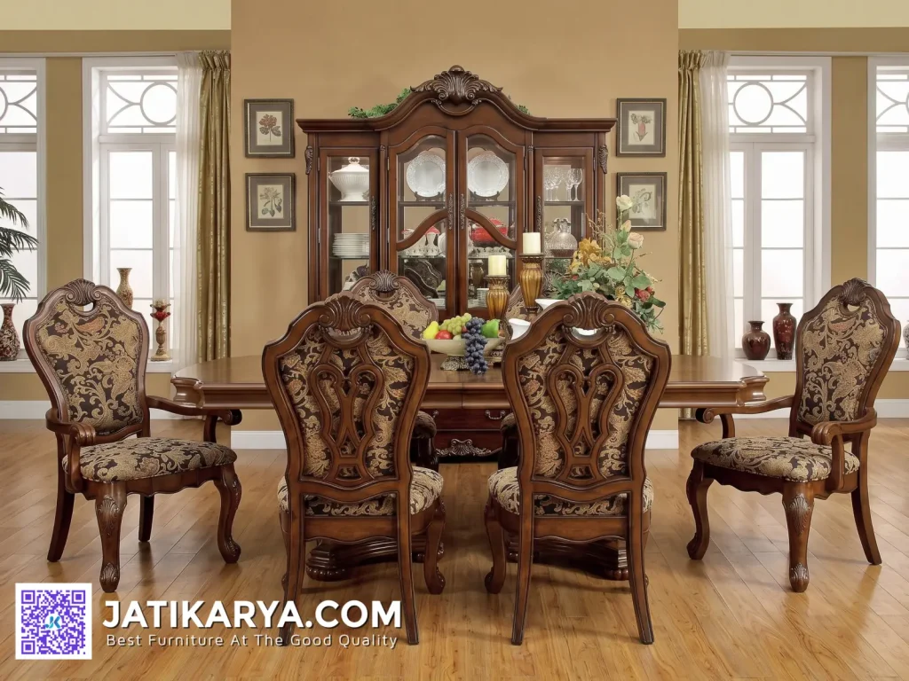 Furnitur Set Meja Makan Jati Deborah Victorian Ukiran Mewah