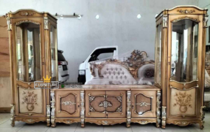Bufet Tv Hias Ukiran Mewah Kombinasi Lukis
