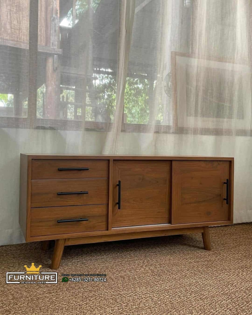 Bufet Tv Minimalis Bahan Kayu Jati Tua Asli