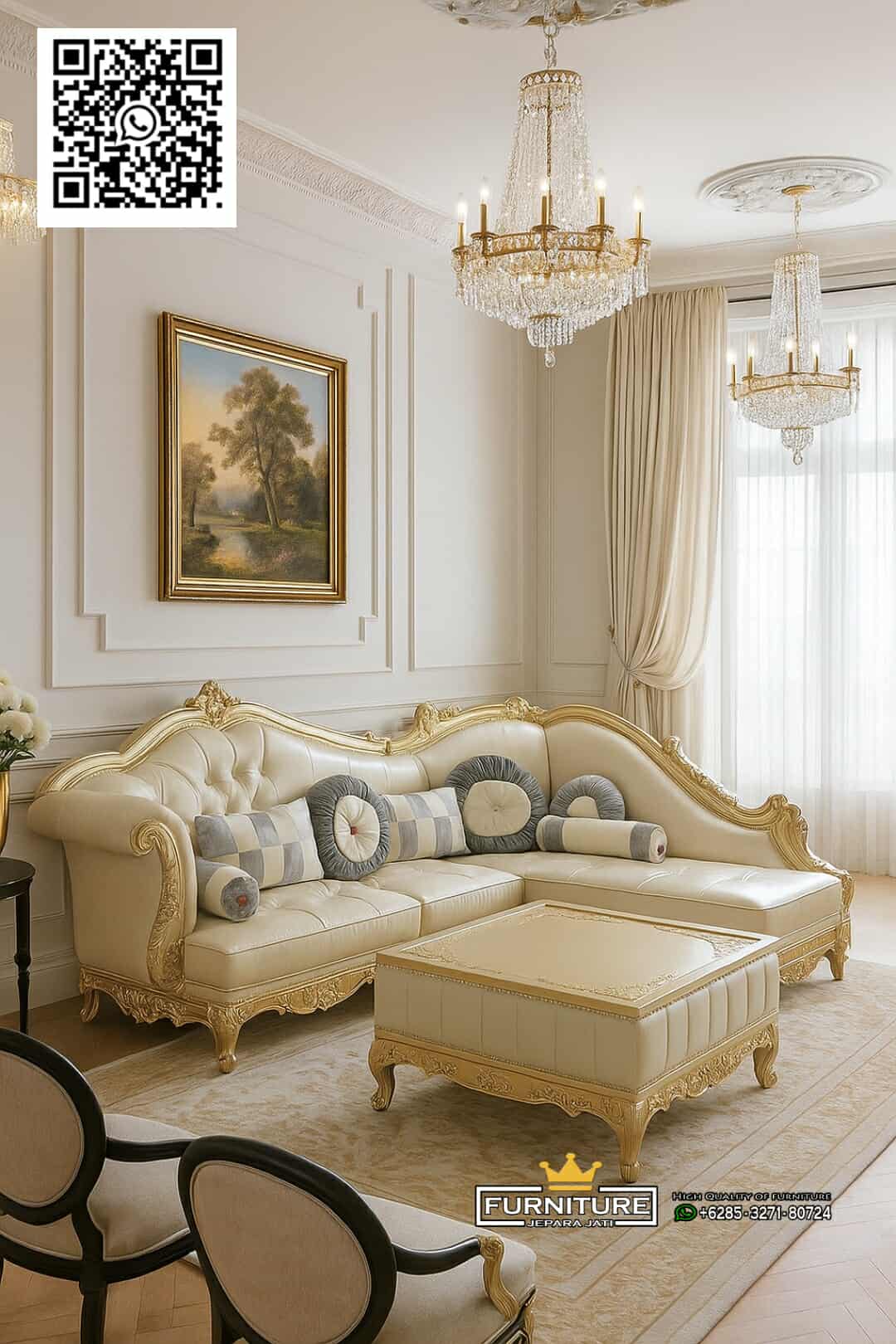 Sofa Sudut Mewah Ukir Jepara Terbaru Tahun Ini