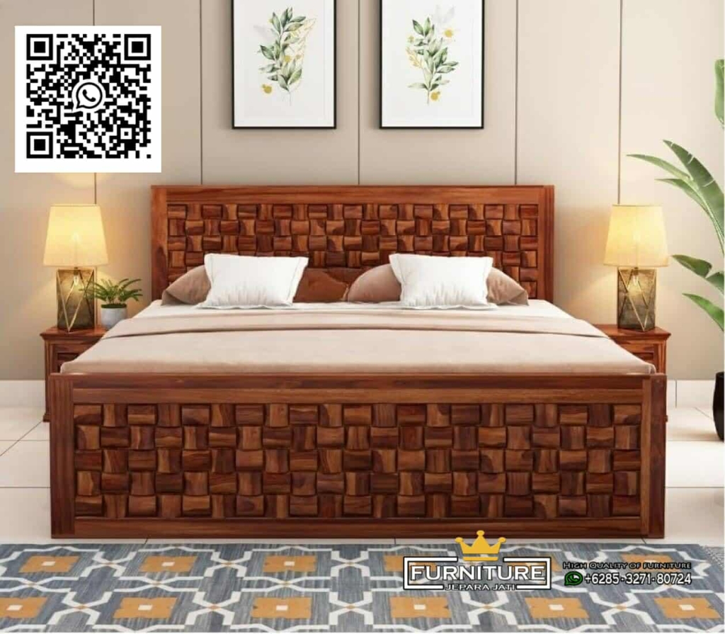 Tempat Tidur Minimalis Jati Ukiran Lego