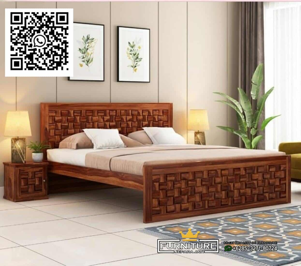 Tempat Tidur Minimalis Lego Kayu Jati Jepara