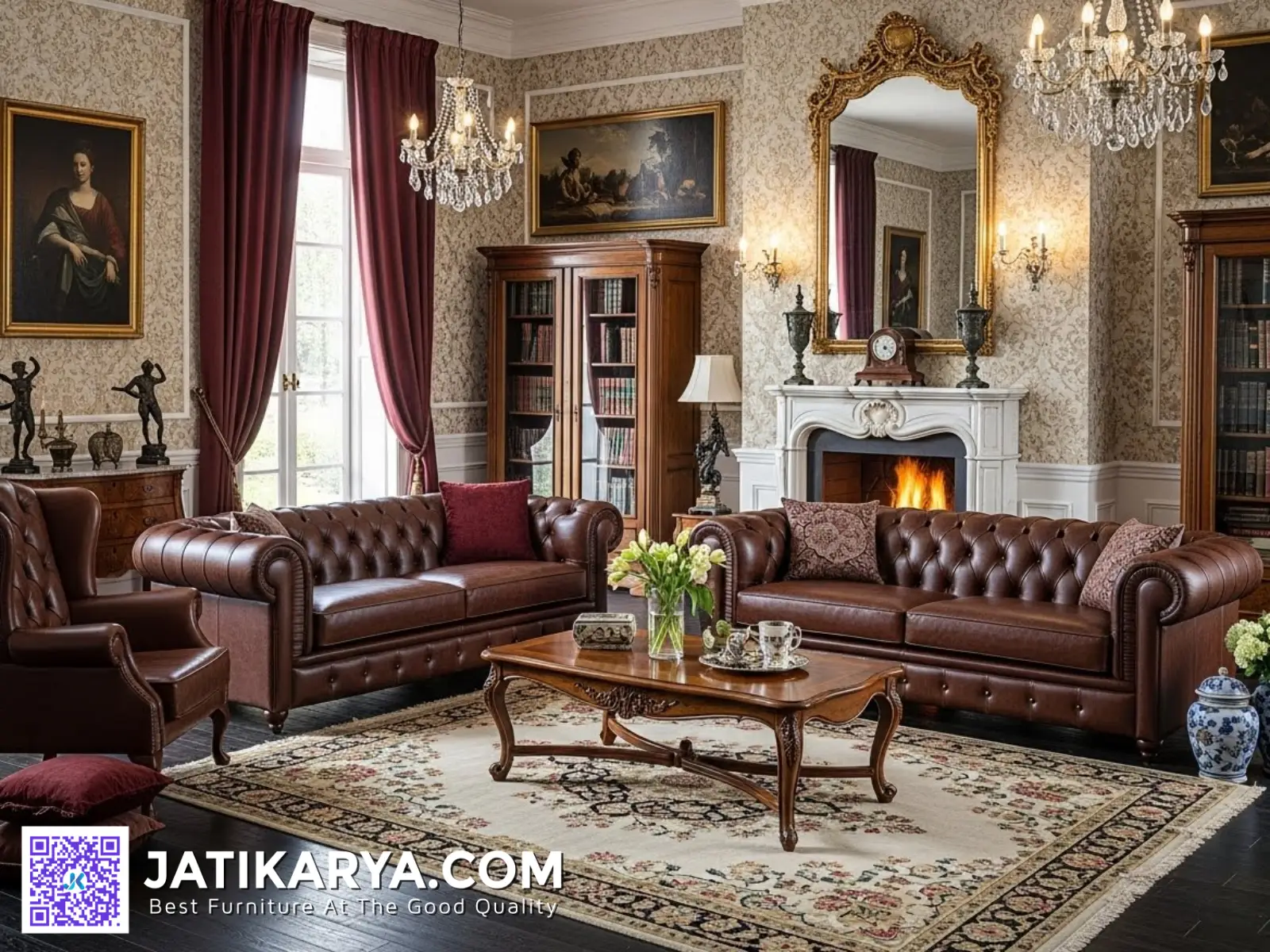 Sofa Tamu Kantor Jepara Model Chesterfield untuk Kantor Modern & Klasik