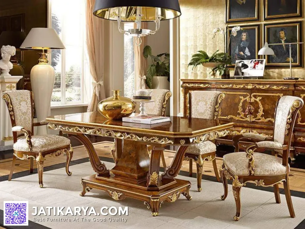 Stylish Meja Makan Jati Klasik Victoria Super Mewah dan Nyaman
