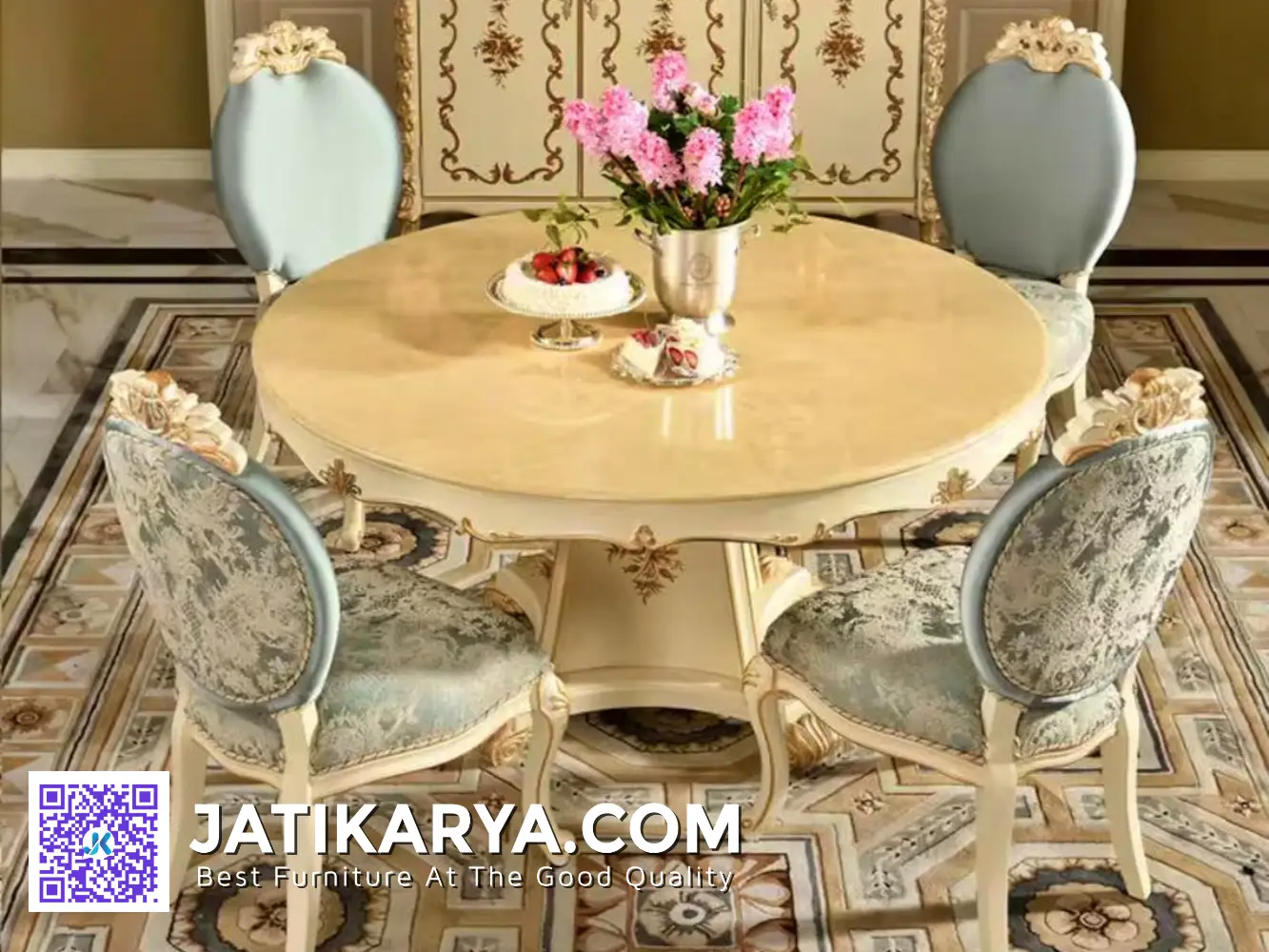 Set Meja Makan Klasik Mewah Round Table Modern Jepara Set Meja Makan Klasik Mewah Round Table Modern Jepara
