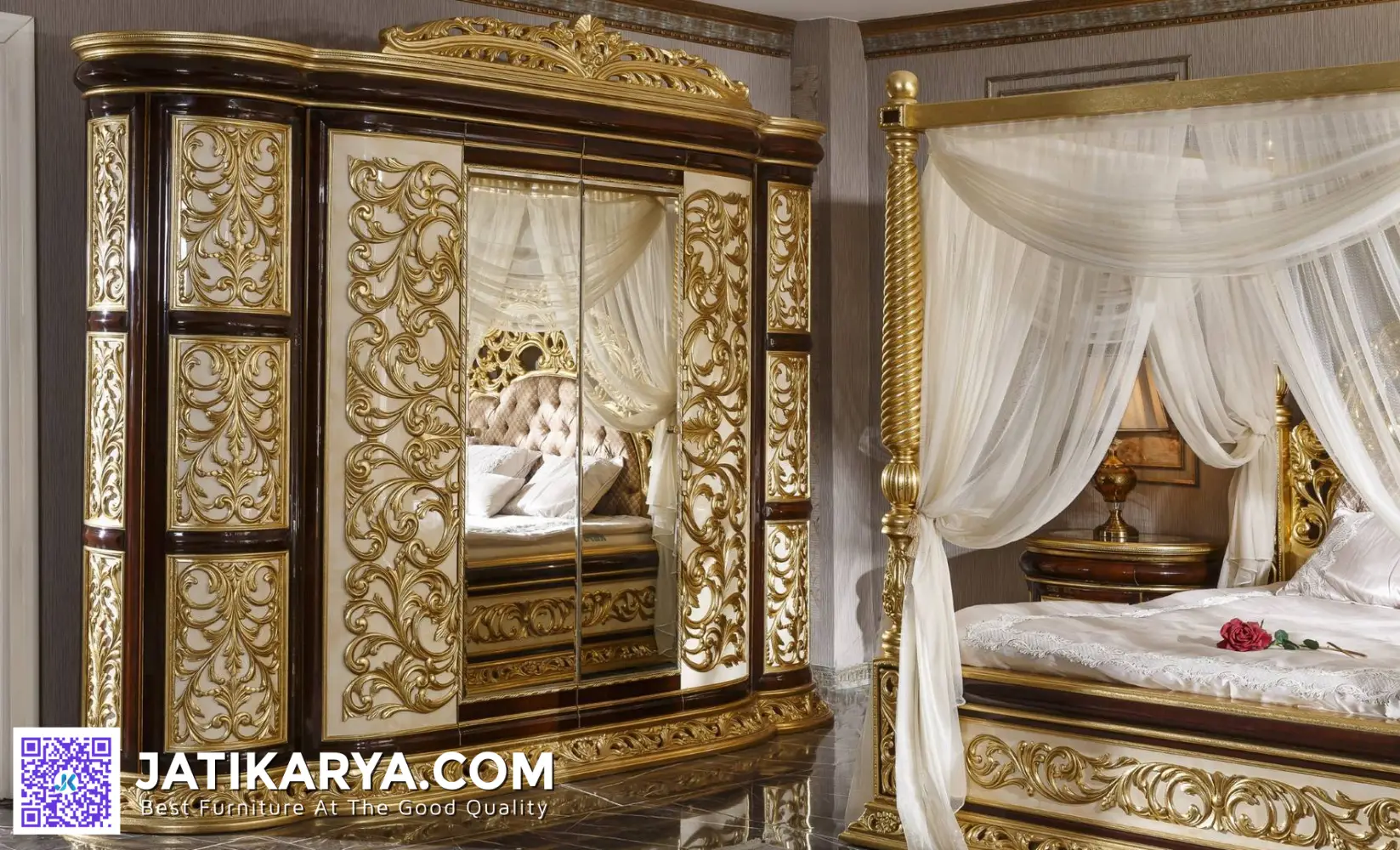 Wardrobe Lemari Pakaian Bedroom Set Classic Tempat Tidur Klasik Jepara