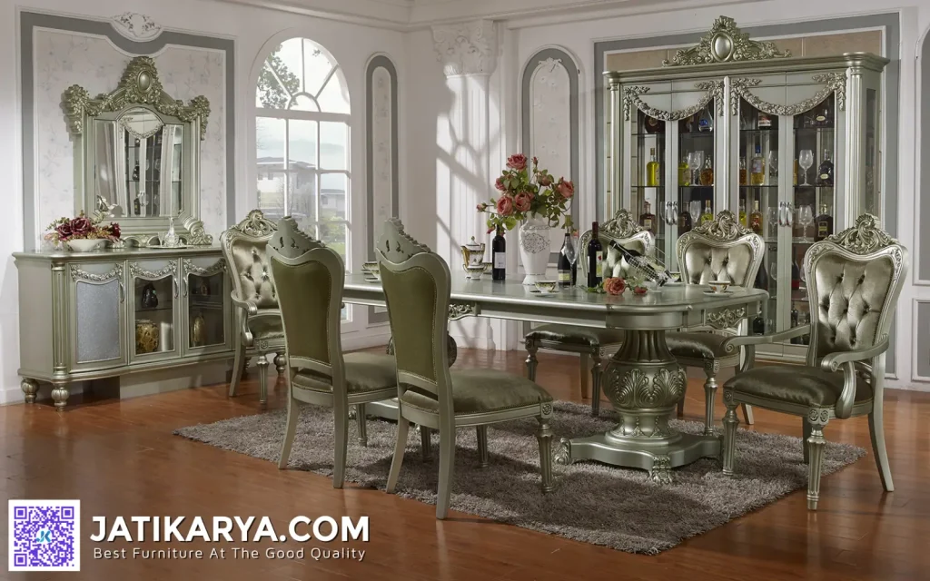 Model Meja Makan Modern Mewah Silver Terbaru Jepara