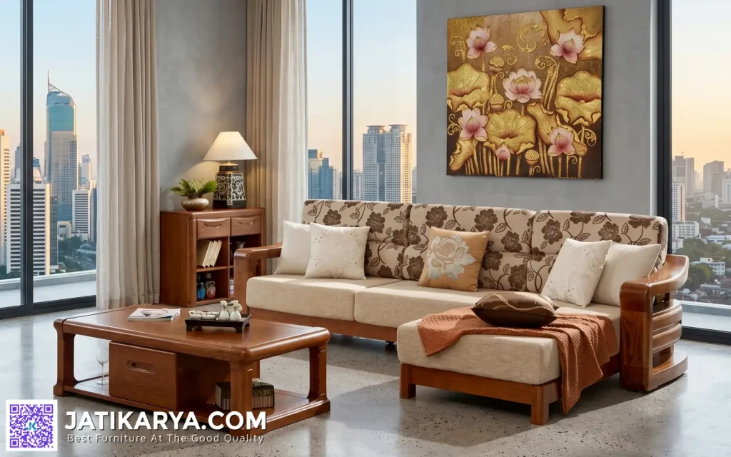 Sofa Sudut Jati Mewah Jepara Terbaru
