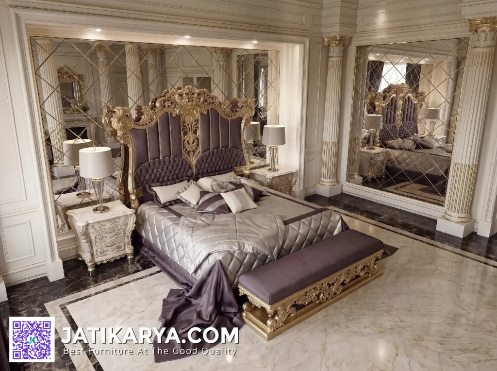 Furnitur Set Kamar Tidur King Mewah Ukiran Relief
