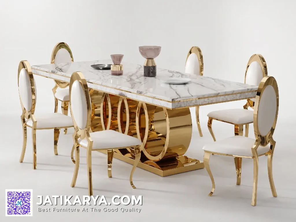 Model Meja Makan Modern Audi Kaki Stainless Steel