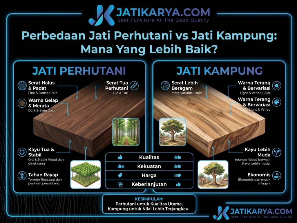 Perbedaan Kayu Jati Perhutani dan Kayu Jati Kampung