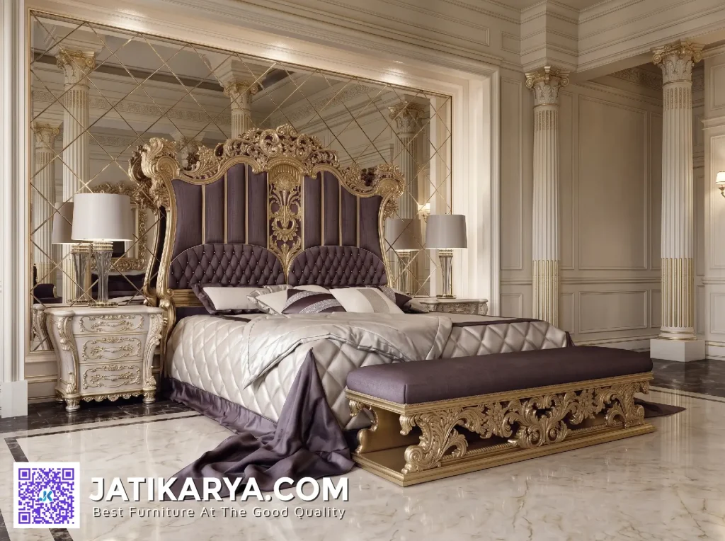Satu Set Kamar Tidur King Mewah Ukiran Relief