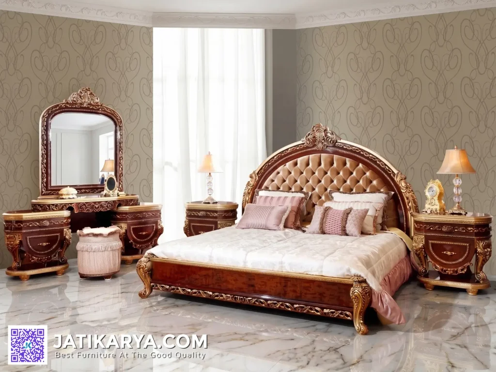Set Kamar Tidur Mewah Warna Jati Aesthetic Terbaru