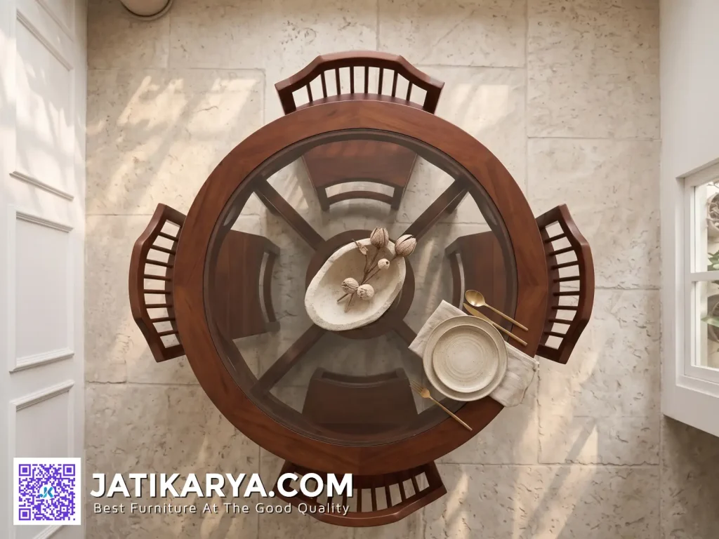 Set Meja Makan Minimalis Jepara Hemat Ruangan