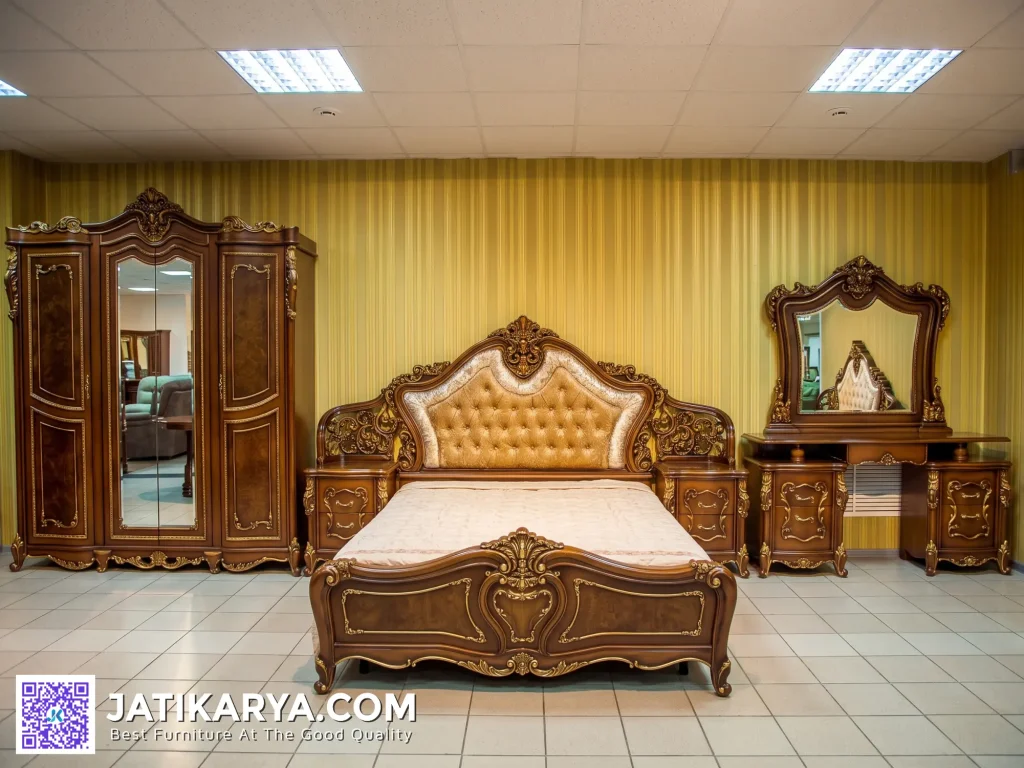 1 Set Kamar Tidur Jati Mewah Ukiran Jepara Terpopuler
