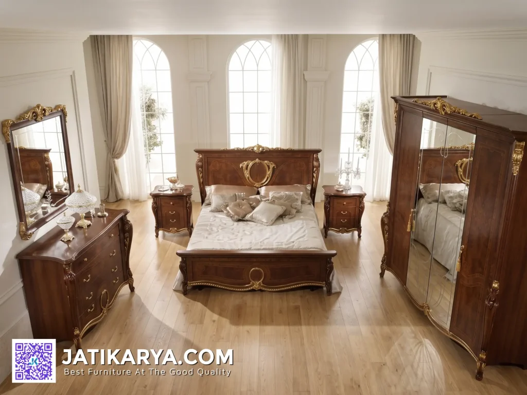Bedroom Set Kamar Tidur Megah Kayu Jati Jepara Model Klasik Modern