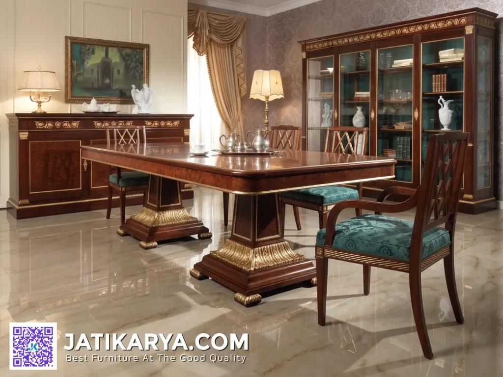 Classic Dining Set Kursi Makan Minimalis Ukiran Mewah Jati Jepara