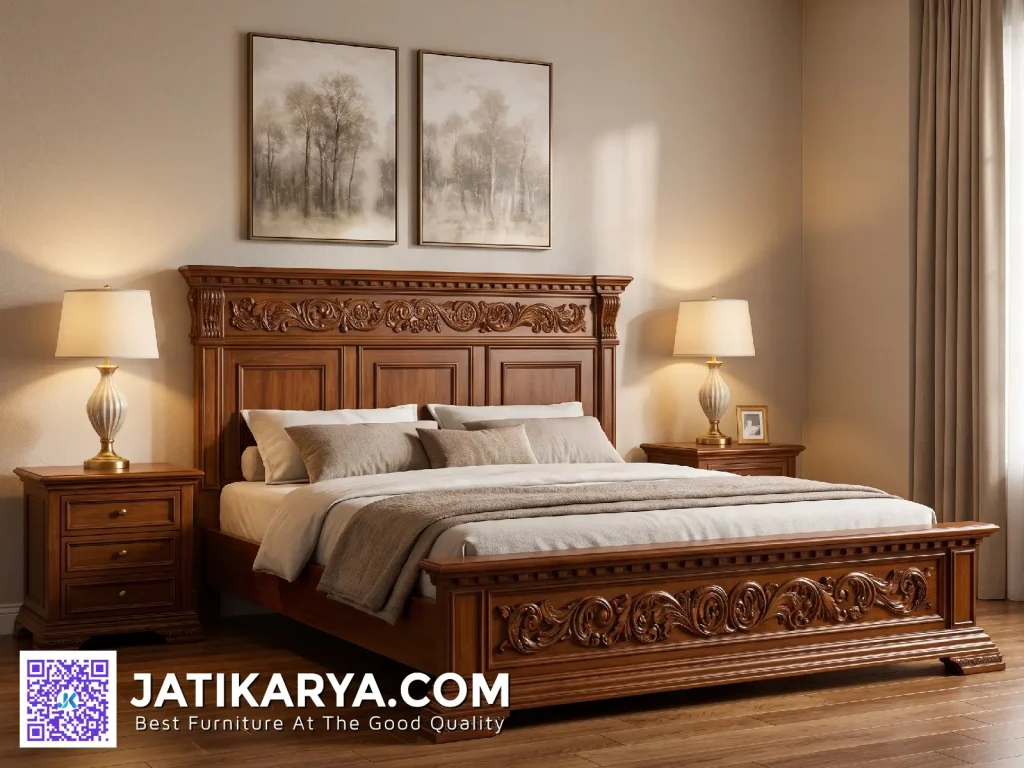 Dipan Tempat Tidur Klasik Kayu Jati Jepara Kamar Hotel