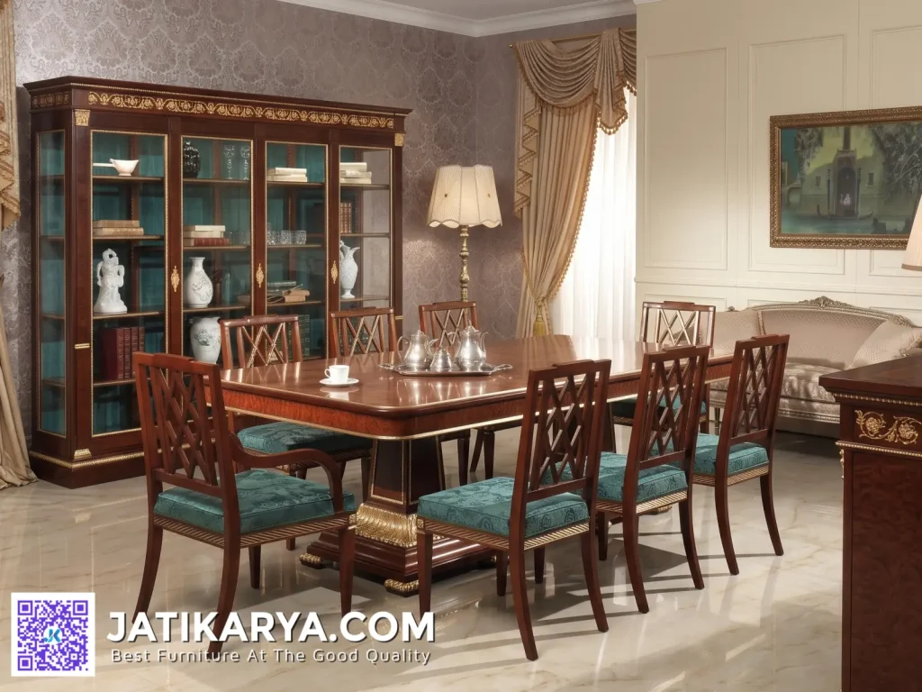 Furniture Dining Set Kursi Makan Minimalis Ukiran Mewah Jati Jepara