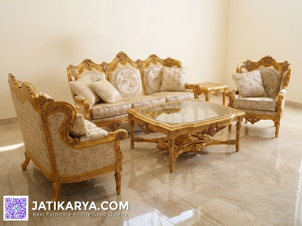 Gaya Kursi Tamu Set Ruang Tamu Mewah Ukiran Jepara Klasik