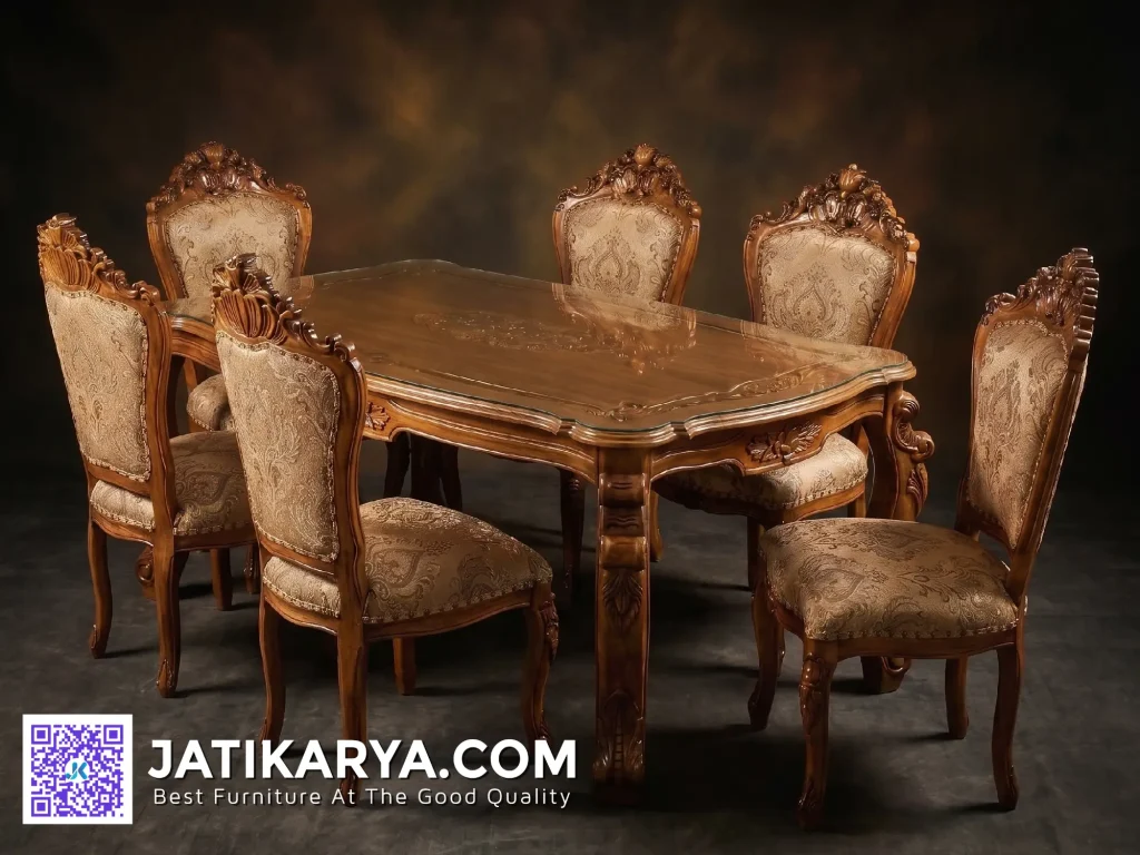 Set Meja Makan Ukiran Jati Jepara Terbaru