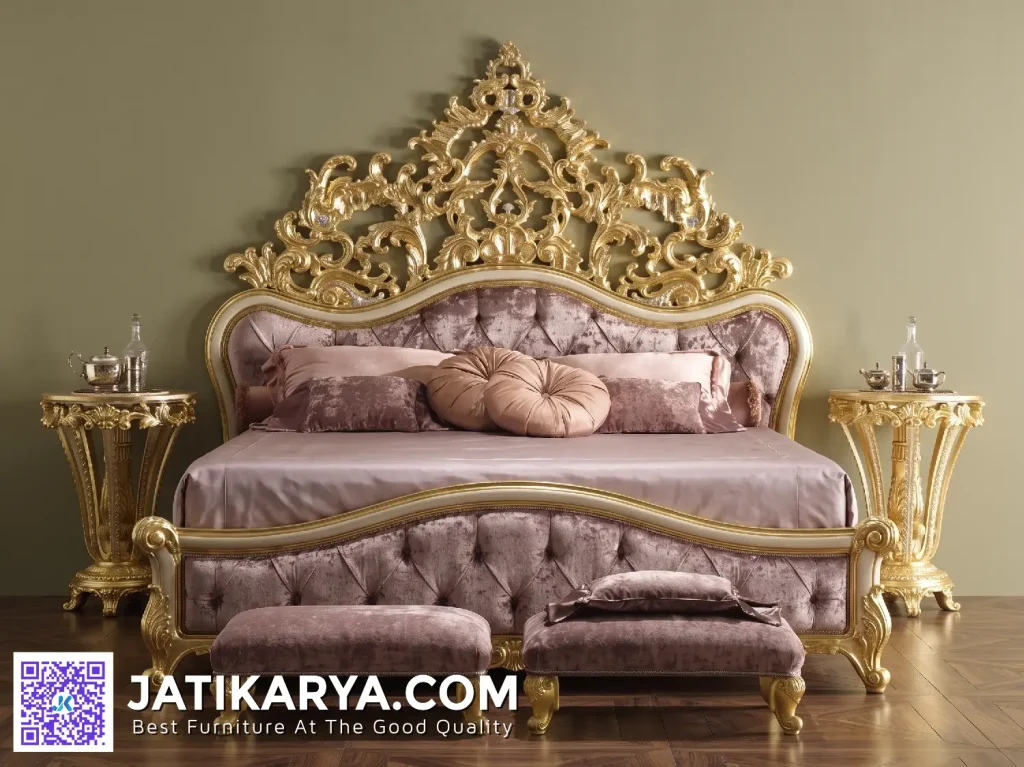 Tempat Tidur Set Kamar Tidur Mewah Ukiran Relief Jati