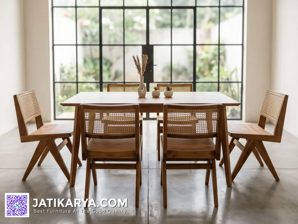 Dining Set Meja Makan Rotan Jati Karya Jepara