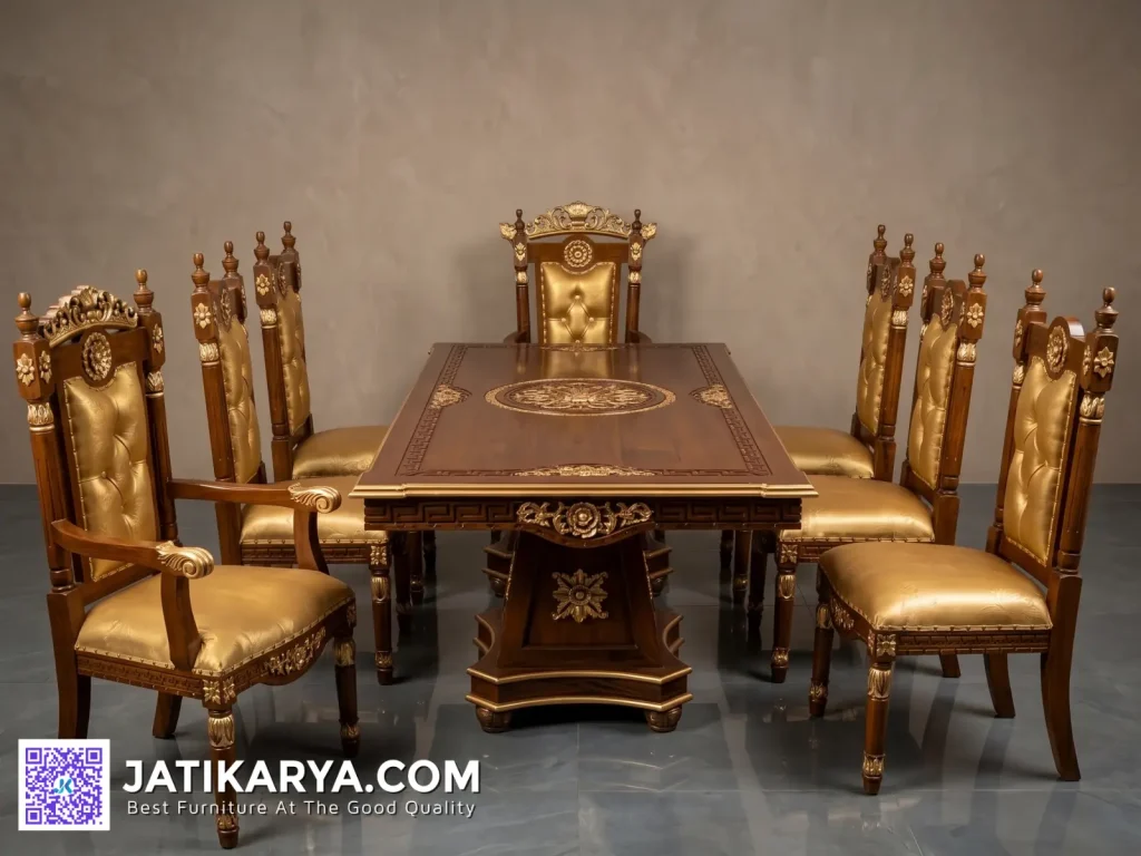 Kursi Meja Makan Mewah Klasik Jati Karya Mebel Jepara