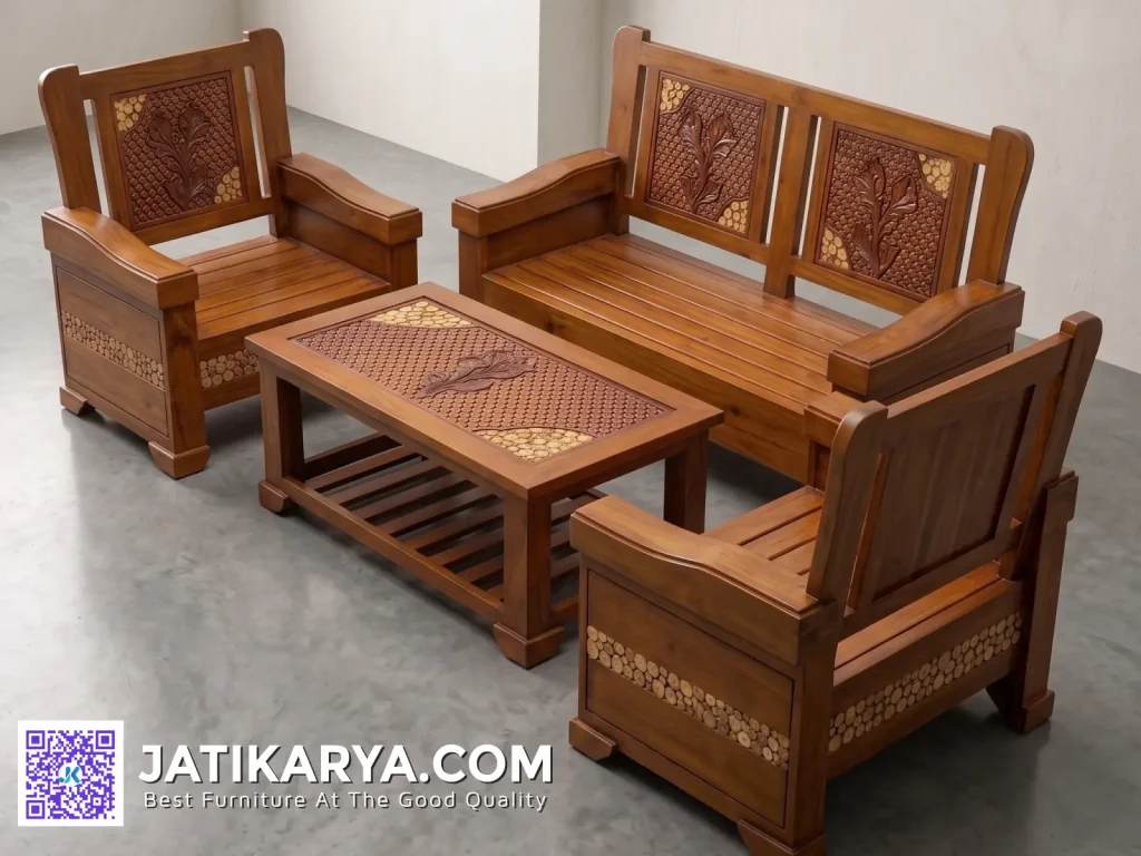 Set Kursi Tamu Jati Karya Minimalis Ukiran