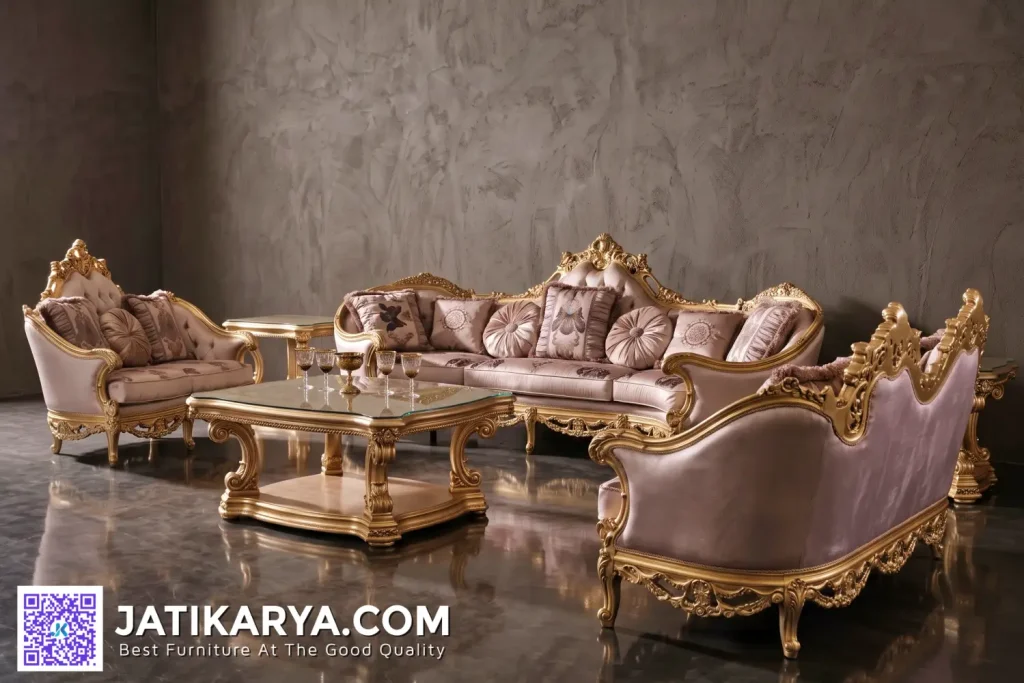 Set Sofa Ruang Tamu Mewah Gaya Eropa