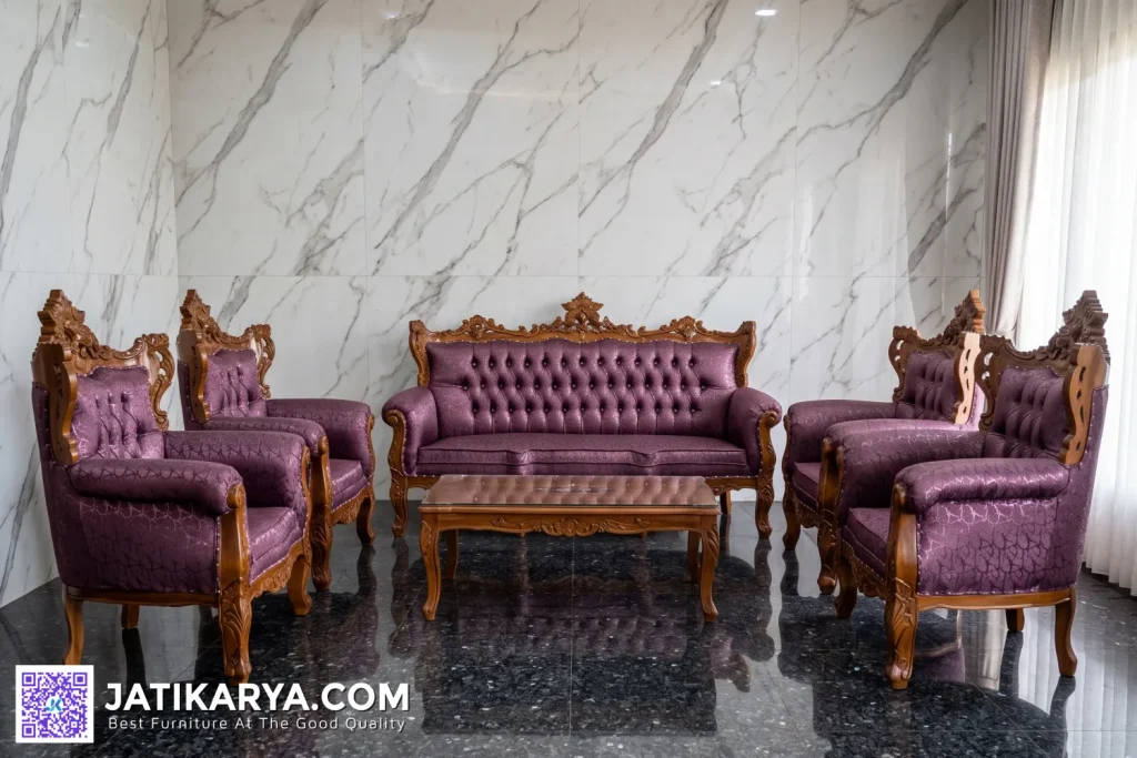 Sofa Tamu Jati Klasik Ukiran Jepara