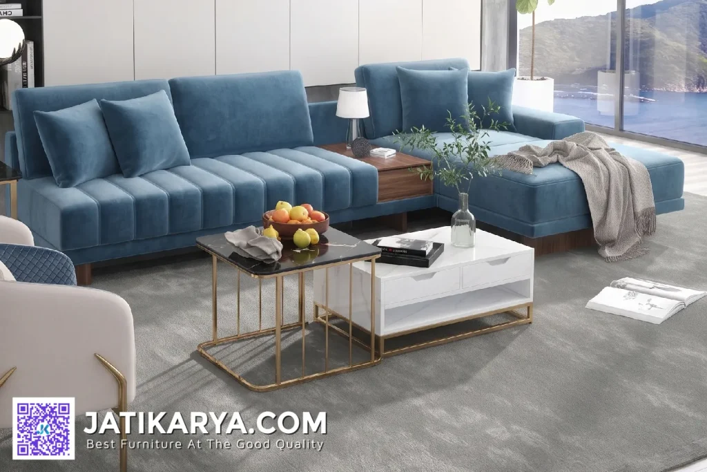 Coffee Table Meja Sofa Tamu Stainless Mewah Modern Living Room Design