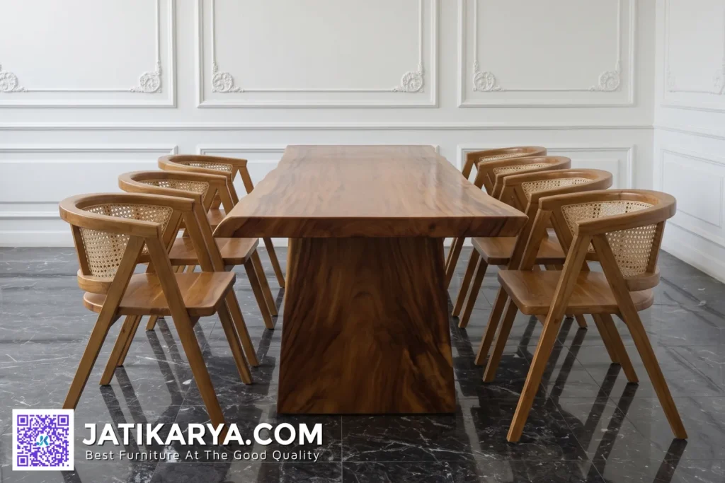 Dining Set Meja Makan Kursi Cafe Kayu Trembesi Solid