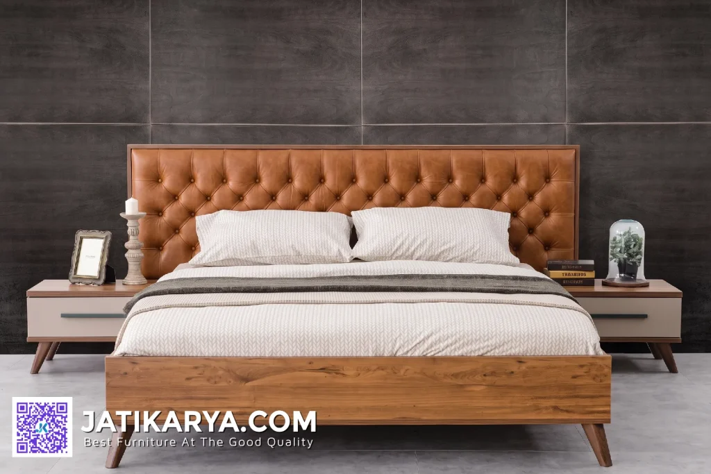 Dipan Tempat Tidur Minimalis Mewah Jok Kulit Sintetis