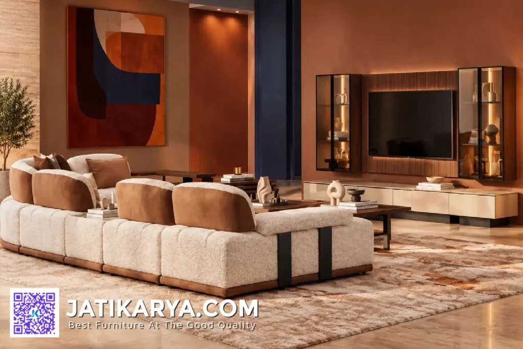Jual Furniture Luxury Corner Sofa Set Ruang Santai Rumah Mewah