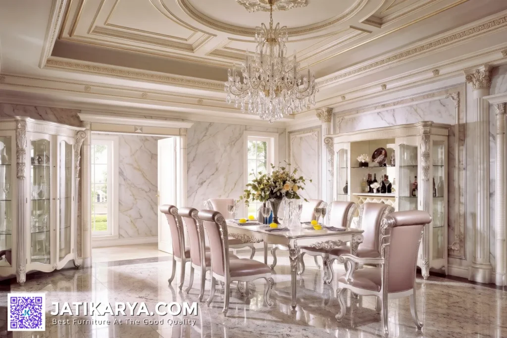Jual Meja Makan Silver Mewah Terbaru Jepara Dining Room Set