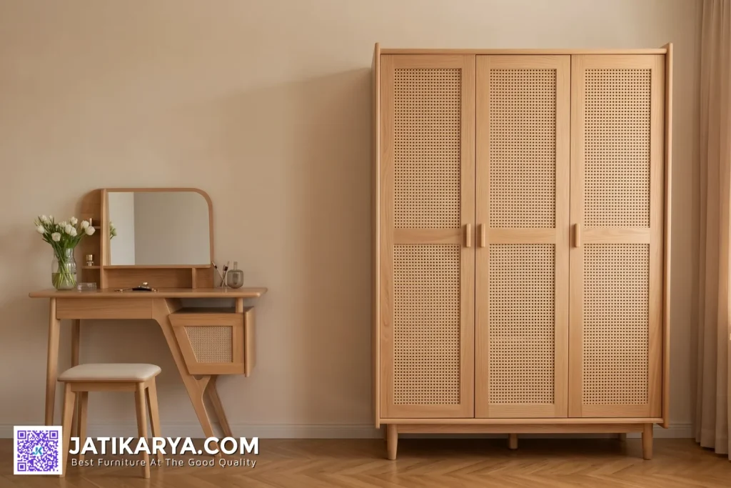Meja Rias Lemari Pakaian Tempat Tidur Rotan Aesthetic Kayu Jati Terbaru