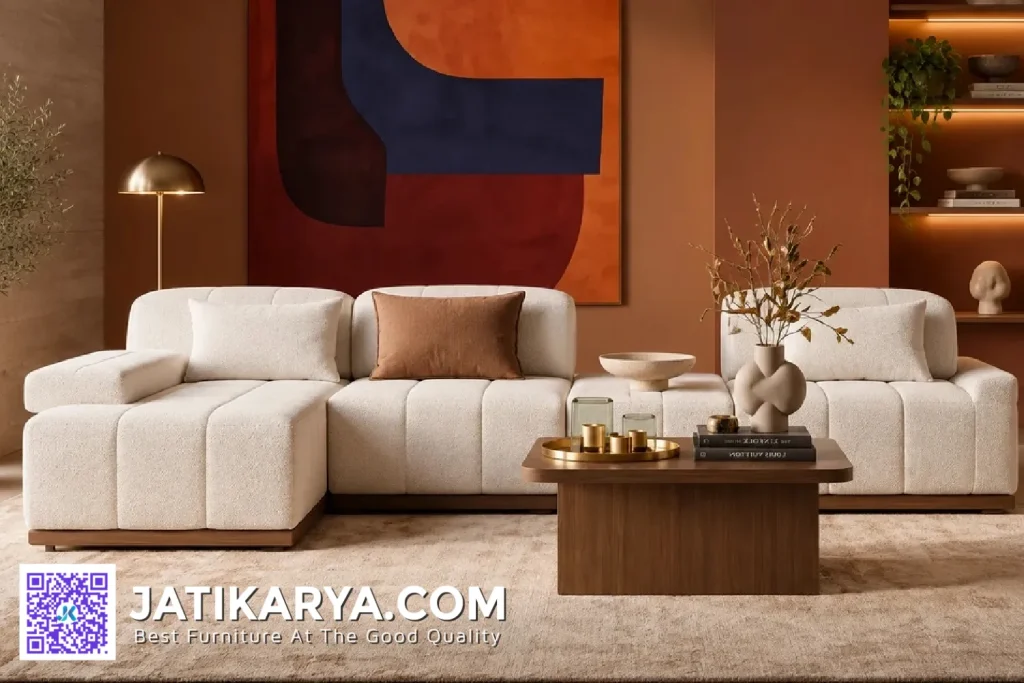 Modern Furniture Luxury Corner Sofa Set Ruang Santai Rumah Mewah