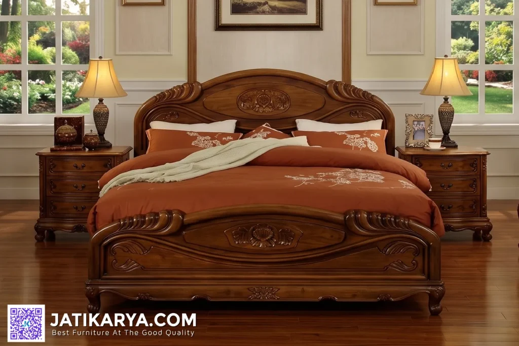Ranjang Set Kamar Tidur Ukir Rose Jati