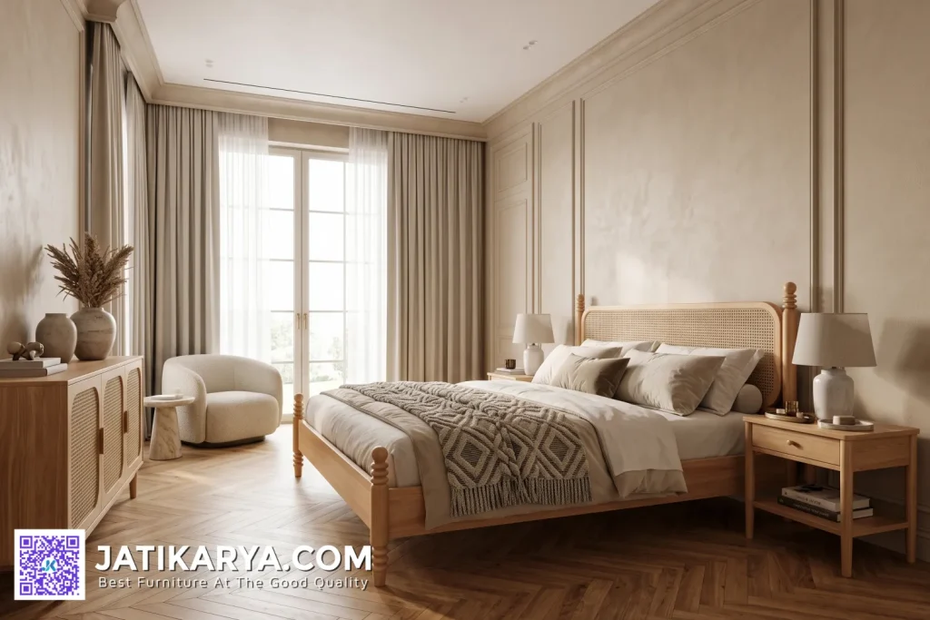 Ranjang Tempat Tidur Minimalis Kayu Jati Dan Rotan Terbaru