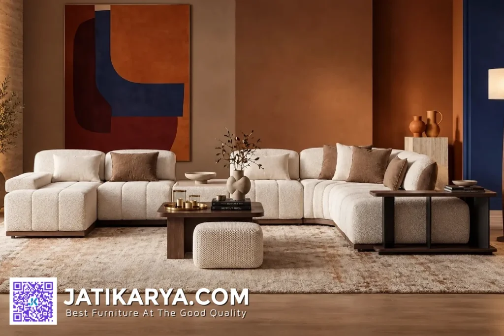 Sofa Sudut Furniture Luxury Corner Sofa Set Ruang Santai Rumah Mewah