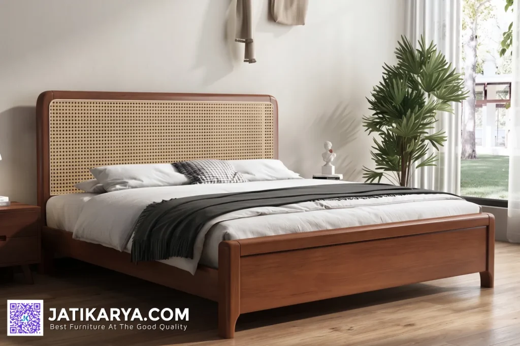 Tempat Tidur Kayu Jati Kominasi Rotan Terbaru