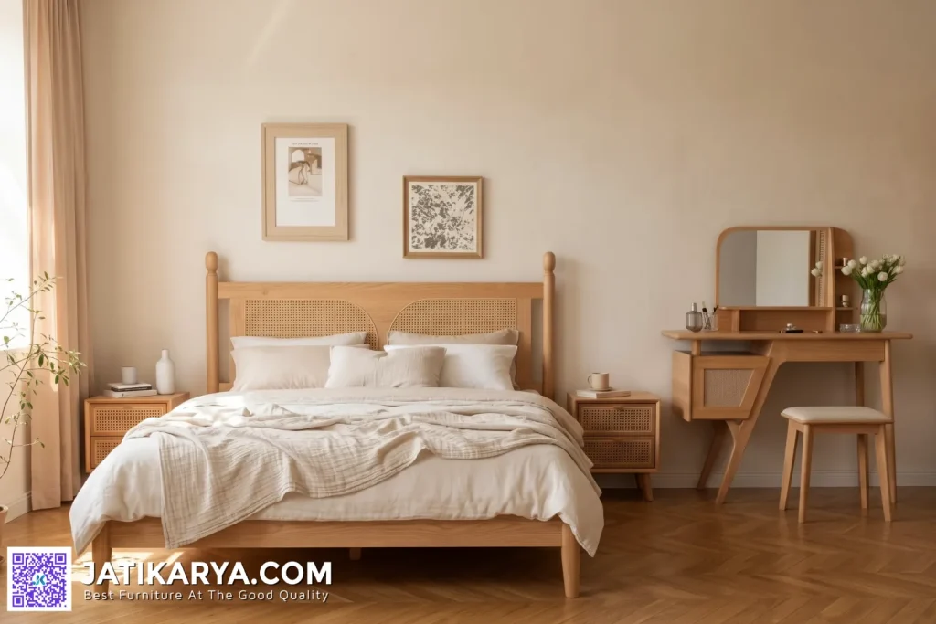 Tempat Tidur Rotan Aesthetic Kayu Jati Terbaru